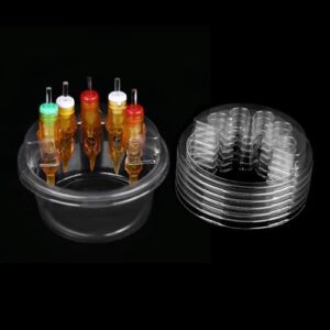 20PCS Disposable Tattoo Cartridge Cup Holder Plastic Tray For Tattoo Inks Needle Holder Transparent Stand Ink Cleaning Cup