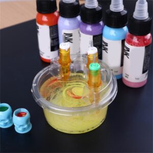20PCS Disposable Tattoo Cartridge Cup Holder Plastic Tray For Tattoo Inks Needle Holder Transparent Stand Ink Cleaning Cup