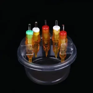 20PCS Disposable Tattoo Cartridge Cup Holder Plastic Tray For Tattoo Inks Needle Holder Transparent Stand Ink Cleaning Cup
